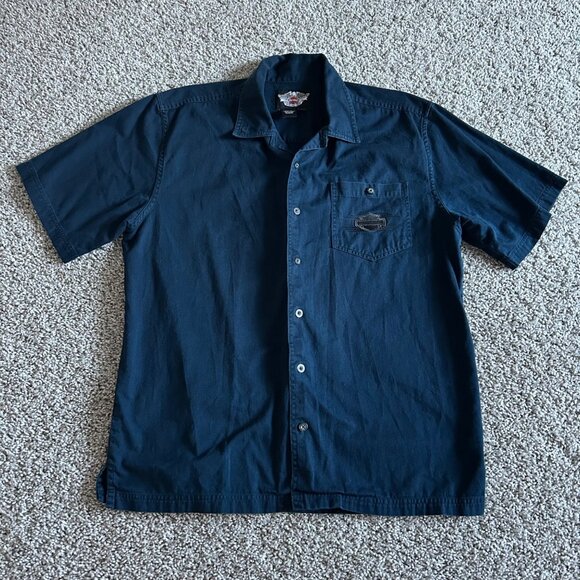 Harley Davidson Mens Sz Large Button Down Short Sleeve Shirt - Picture 7 of 8